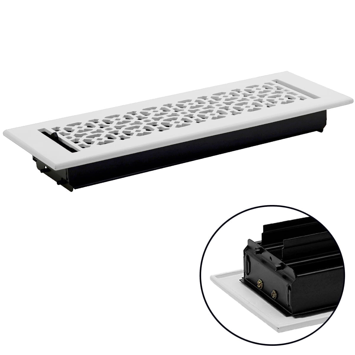 Achtek Air Supply Vent 4"x 14" Duct Opening (Overall 5-1/2"x 15-3/4") Solid Cast Aluminum Register Cover | Powder Coated