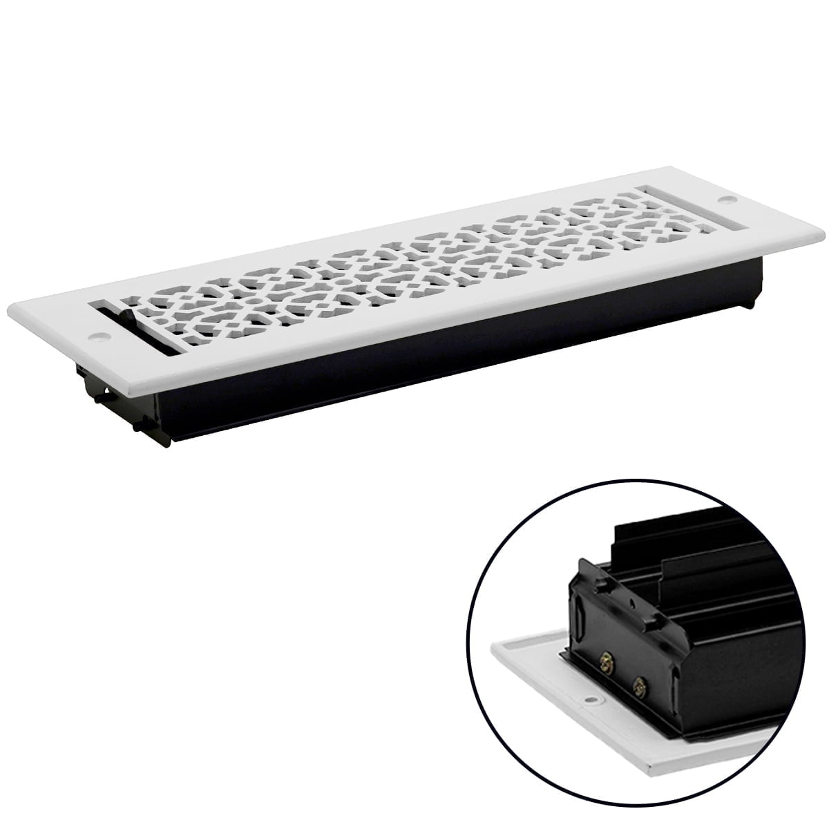 Achtek Air Supply Vent 4"x 14" Duct Opening (Overall 5-1/2"x 15-3/4") Solid Cast Aluminum Register Cover | Powder Coated