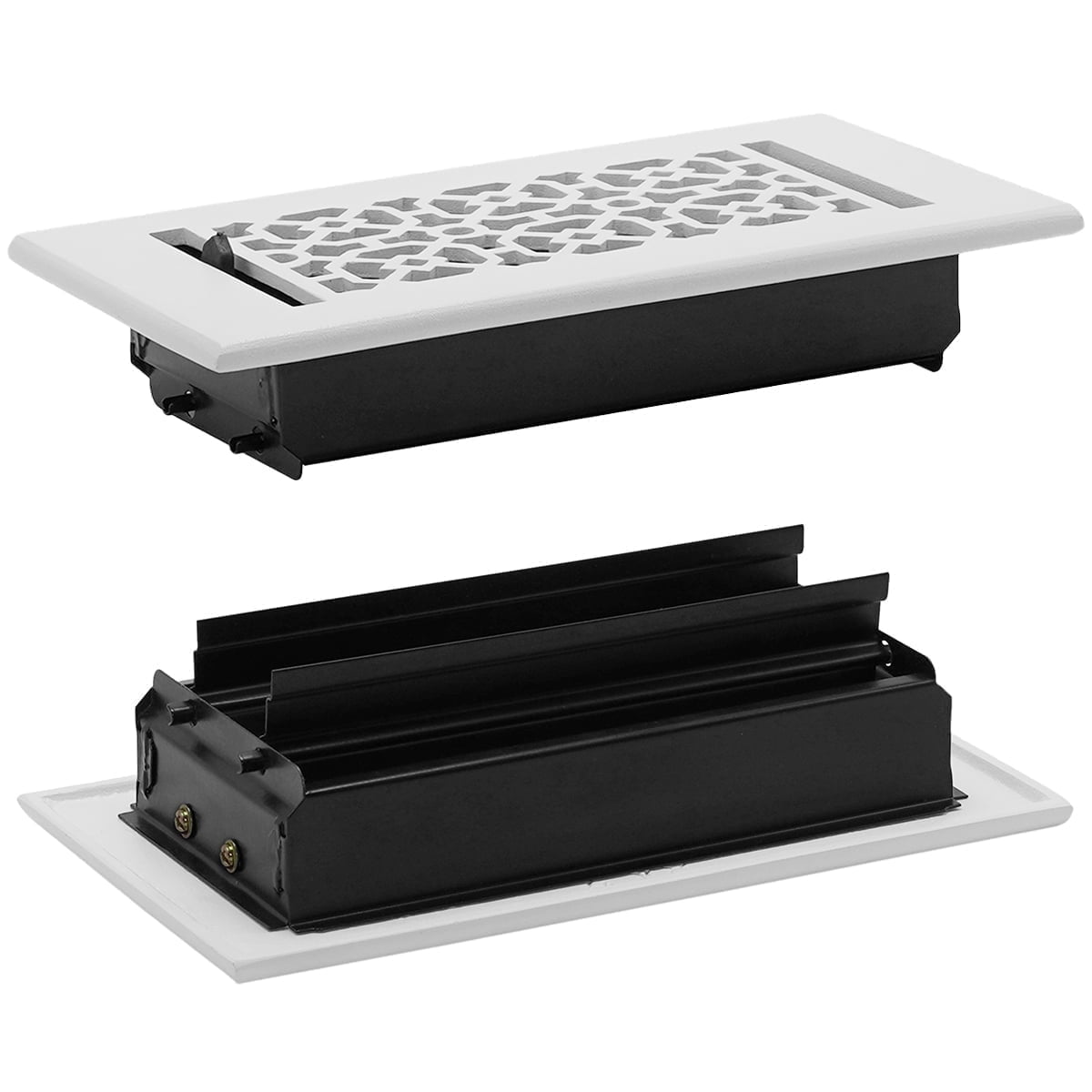 Achtek Air Supply Vent 4"x 8" Duct Opening (Overall 5-1/2"x 9-3/4") Solid Cast Aluminium Register Cover | Powder Coated