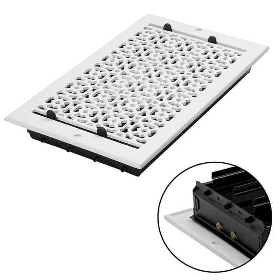 Achtek Air Supply Vent 8"x 14" Duct Opening (Overall 9-1/2"x 15-3/4") Solid Cast Aluminum Register Cover | Powder Coated