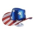 thumbnail image 1 of Achuyrbd American Flag Print Straw Cowboy Hat, Wide Brim Patriotic Sun Hat for Women Independence Day Outdoor Cap, 1 of 9
