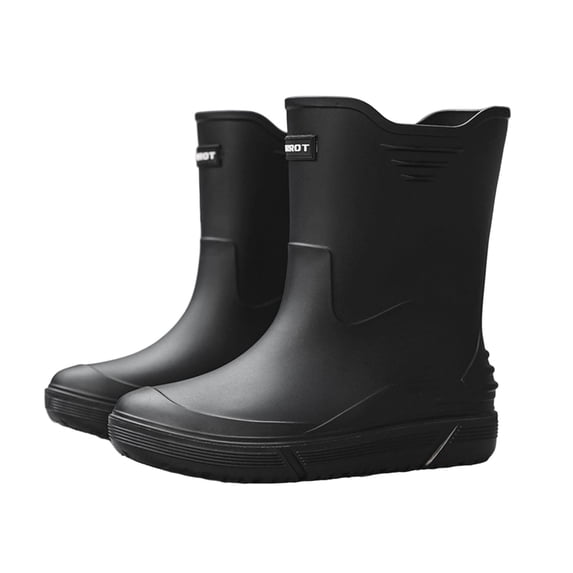 Achuyrbd Men's Mid-Calf Rain Boots, Slip Resistant Thick Sole Waterproof Rubber Work & Walking Wellies