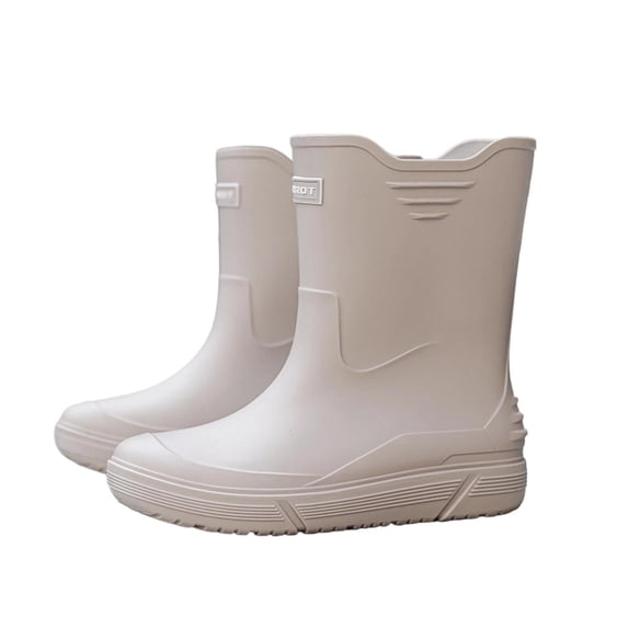 Achuyrbd Men's Mid-Calf Rain Boots, Slip Resistant Thick Sole Waterproof Rubber Work & Walking Wellies