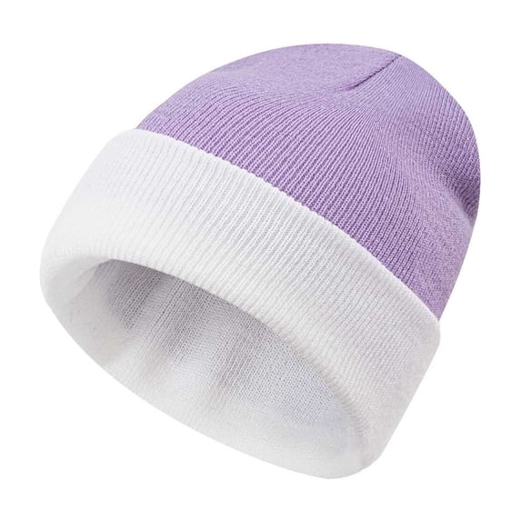 Achuyrbd Two-Tone Ribbed Knit Beanie, Unisex Winter Warm Cuffed Skull Cap
