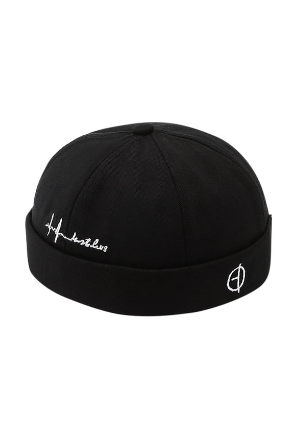 Unisex Cotton Docker Cap, Rolled Cuff with Signature & Logo Embroidery, One Size Fits All