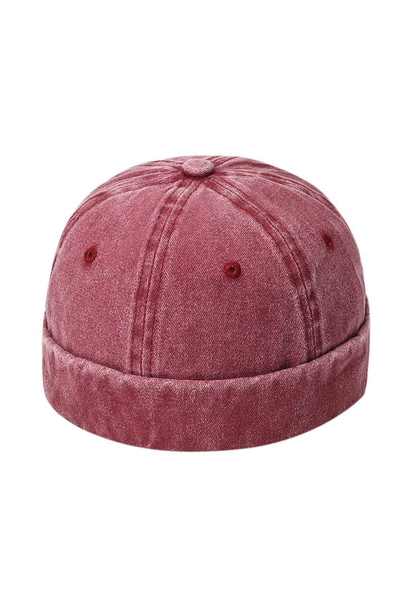 Unisex Washed Docker Cap, Vintage Brimless Cuffed Beanie Hat