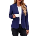 thumbnail image 1 of Achuyrbd Women's Business Casual Blazer Jacket, Notched Lapel One Button Long Sleeve Work Office Blazer with Pockets & Ruched Cuffs, S-2XL ,Dark Blue, 1 of 8