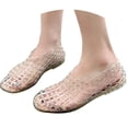 thumbnail image 1 of Achuyrbd Women's Crystal Jelly Hollow Out Flat Sandals Round Toe Breathable Comfort Beach Shoes, 1 of 7