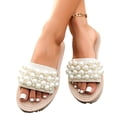 thumbnail image 1 of Achuyrbd Women's Flat Beach Slide Sandals Pearl Decor Comfortable Casual Slippers, 1 of 9