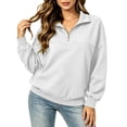 thumbnail image 1 of Achuyrbd Women's Fleece Half-Zip Pullover, Stand Collar Long Sleeve Sweatshirt, Minimalist Drop Shoulder Casual Winter Top, S-2XL, 1 of 6
