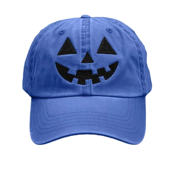 Achuyrbd Women's Halloween Jack-o'-Lantern Washed Baseball Cap, Fall Pumpkin Face Embroidery Casual Dad Hat