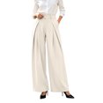 thumbnail image 1 of Achuyrbd Women's High Waisted Wide Leg Pants Button Front with Pockets Solid Color Business Casual Office Trousers Professional Work Wear, S-2XL, 1 of 6