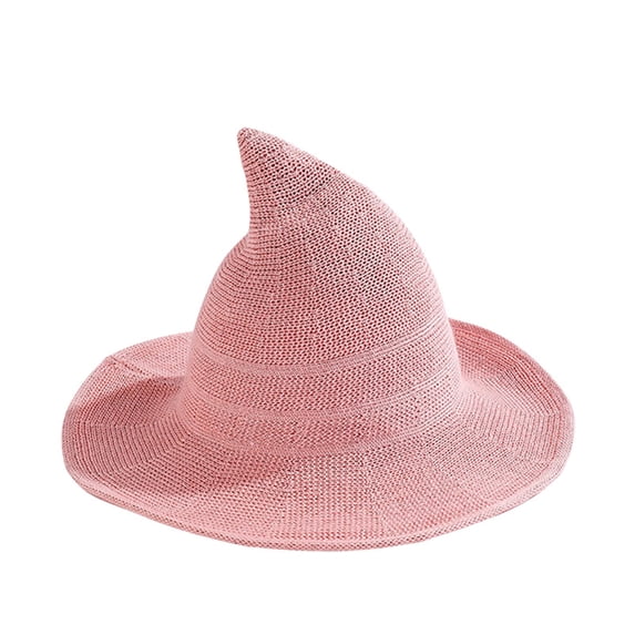 Achuyrbd Women's Knit Wool Witch Hat, Flexible Bendable Peak Wide Brim Halloween Wizard Hat