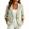 thumbnail image 1 of Achuyrbd Women's Linen Blend Casual Blazer, Regular Fit Lightweight 3/4 Sleeve Single Button Work Suit Jackets, for Spring Summer, S-2XL ,Gray, 1 of 8