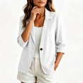 thumbnail image 1 of Achuyrbd Women's Linen Blend Casual Blazer, Regular Fit Lightweight 3/4 Sleeve Single Button Work Suit Jackets, for Spring Summer, S-2XL ,White, 1 of 8