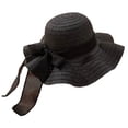 thumbnail image 1 of Achuyrbd Women's Ruffle Wide Brim Straw Sun Hat with Chiffon Bow, Summer UV Protection Beach Floppy Hat, 1 of 4