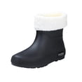 thumbnail image 1 of Achuyrbd Women's Short Rain Boots, Warm Sherpa Lined / Linerless, Thick Chunky Sole Slip-On Waterproof Rain Shoes, 1 of 7