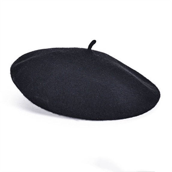 Achuyrbd Women's Thick Plush Wool Beret Cap, Classic Top Knot Design Soft Stretchy Warm Painter Hat for Autumn Winter
