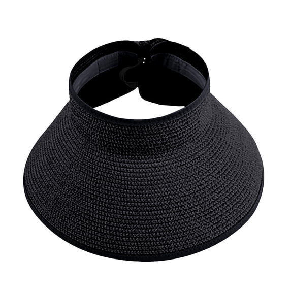 Achuyrbd Women's Wide Brim Straw Visor Hat, Foldable Packable Hollow ...