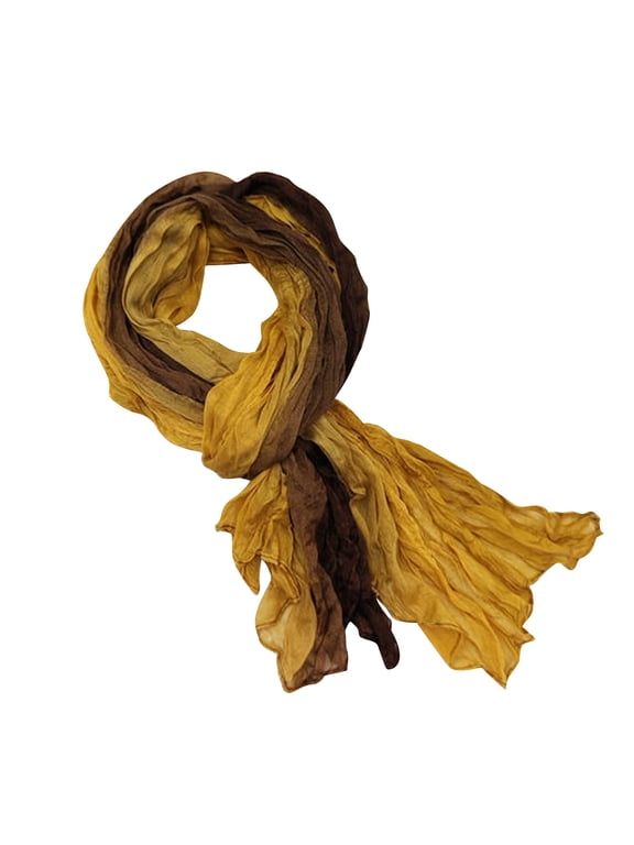 Womens Crinkled Scarf Cotton Linen Wrap Gradient Tie Dye Boho Casual