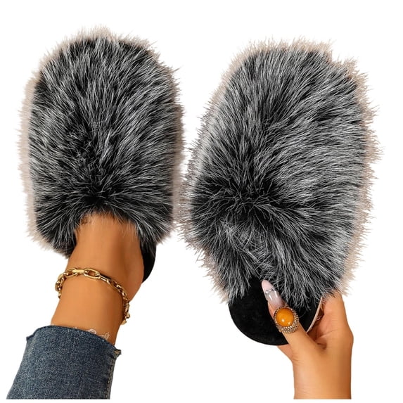 Achuyrbd Womens Fluffy House Slippers Plush Closed Toe Slip On Cozy Warm Indoor