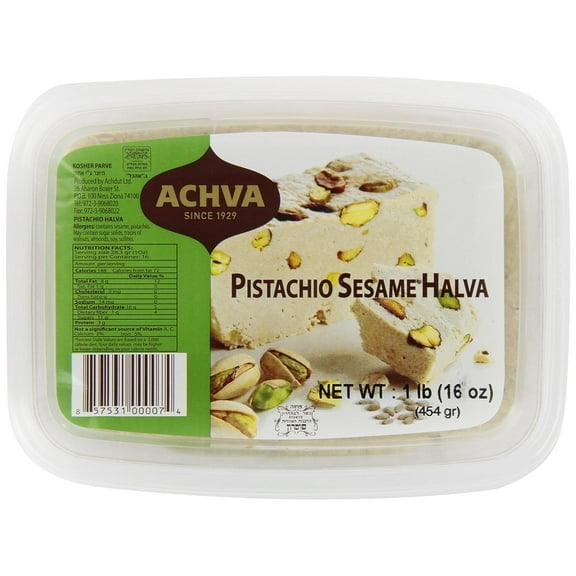 Achva Halva, Pistachio, 16-Ounce Trays Pack of 12