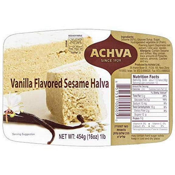 Achva Halva Vanilla, 16oz Tray