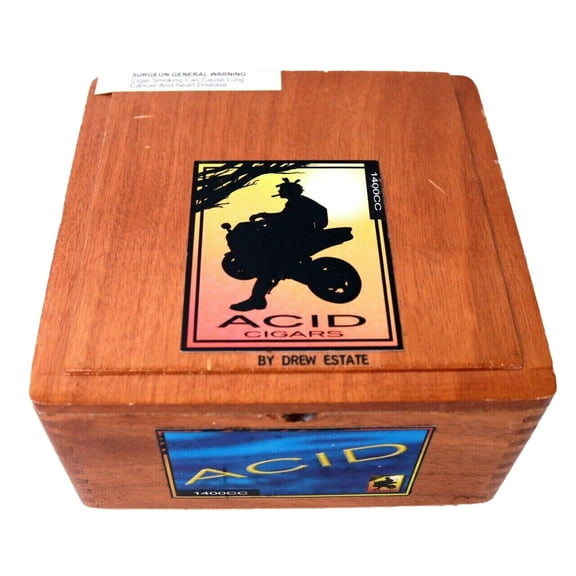 Acid 1400CC Empty Wood Cigar Box 7.25" x 7.25" x 3.75"