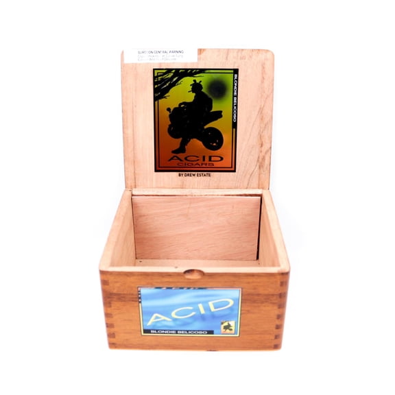 Acid Blondie Belicoso Empty Wood Cigar Box 7.25" x 7.25" x 4.25"