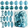 thumbnail image 1 of Acid Blue Christmas Ball Ornaments for Christmas Decorations - 24 Pieces Xmas Tree Shatterproof Ornaments with Hanging Loop for Holiday and Party Decoration (Combo of 8 Ball and Shaped Styles), 1 of 7