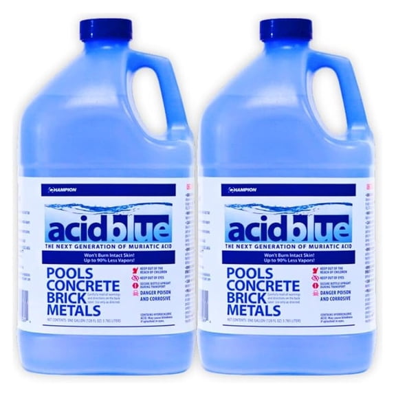 Acid Blue - Low Fume Muriatic Acid for Swimming Pools & Spas - Lower's pH, Reduces Alkalinity - 2 Gallon