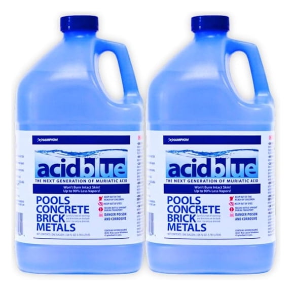 Acid Blue - Low Fume Muriatic Acid for Swimming Pools & Spas - Lower's pH, Reduces Alkalinity - 2 Gallon