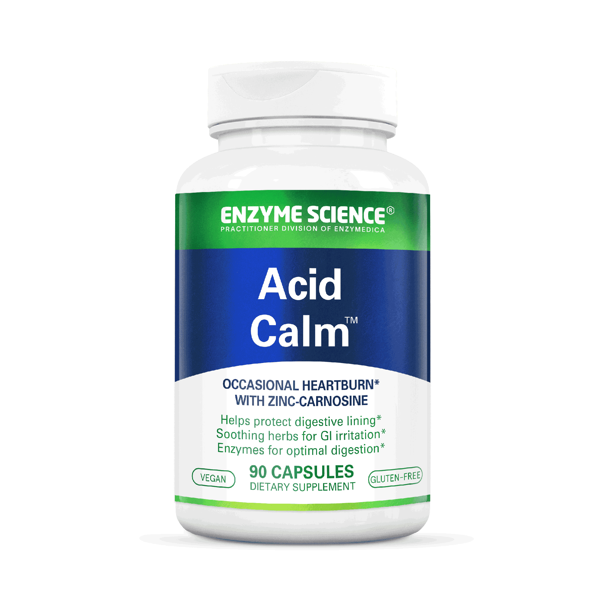 Enzyme Science Acid Calm with Zinc Carnosine Digestive Support for Occasional Heartburn, 90 Capsules