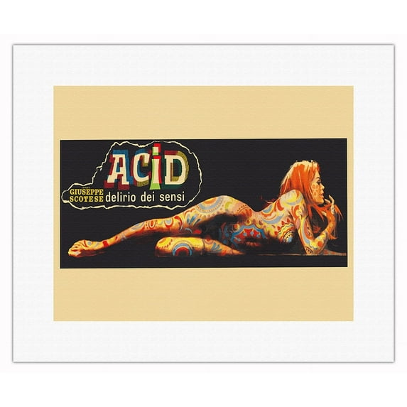 Acid Delirium of the Senses (Delirio Dei Sensi) - Directed by Giuseppe Maria Scotese - Vintage Italian Film Movie Poster c.1968 - Fine Art Rolled Canvas Print 11in x 14in