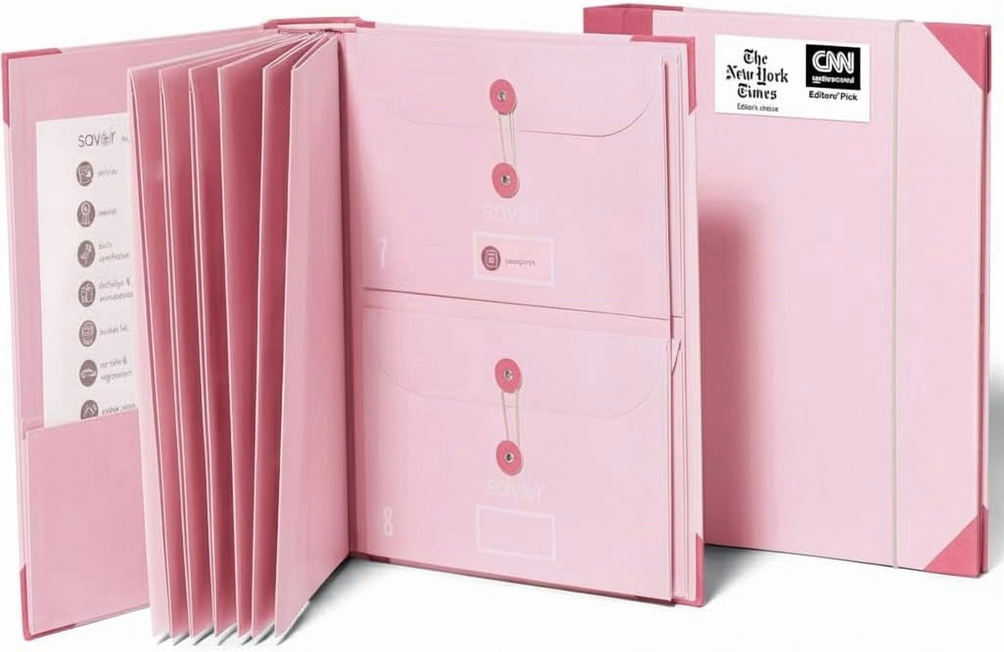 Acid-Free Document Organizer Binder with Guided Labels and 10 Pocket Folders for Home Records, Legal & Medical Papers