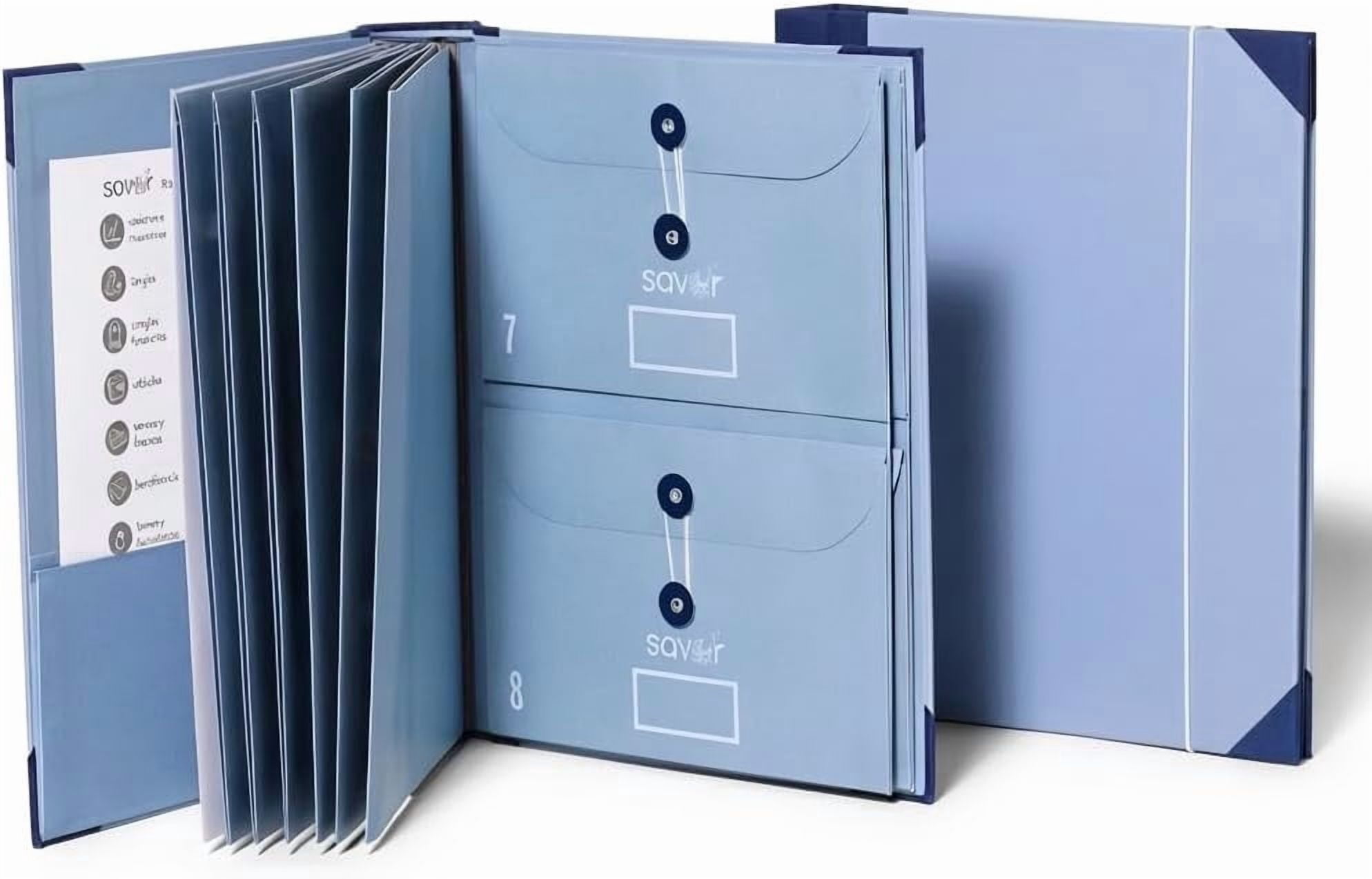 Acid-Free Document Organizer Binder with Guided Labels and 10 Pocket Folders for Home Records, Legal & Medical Papers