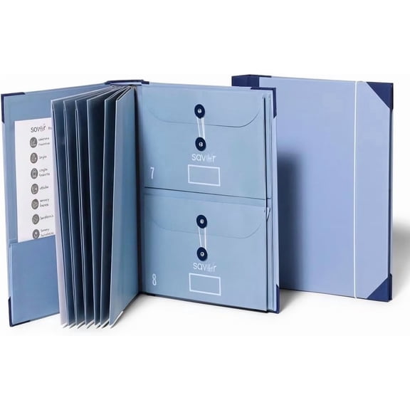 Acid-Free Document Organizer Binder with Guided Labels and 10 Pocket Folders for Home Records, Legal & Medical Papers