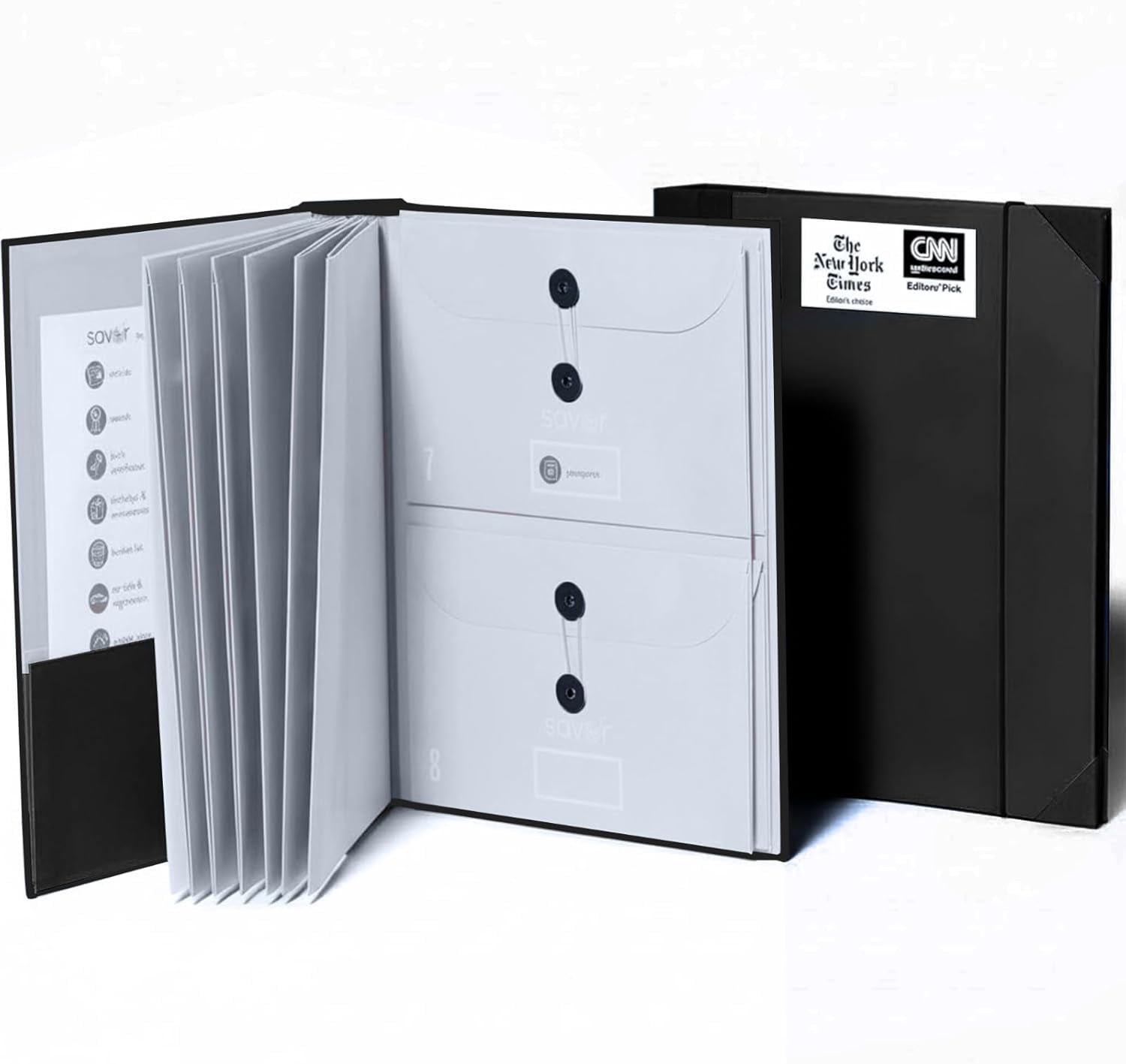 Acid-Free Document Organizer Binder with Guided Labels and 10 Pocket Folders for Home Records, Legal & Medical Papers