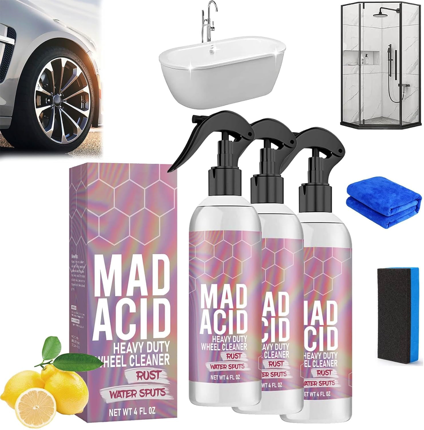 Acid Glass Cleaner, 4/16oz Acid Shower Cleaner, Acid Water Spot Remover ...