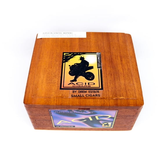 Acid Juggernaut C Notes Empty Wood Cigar Box 6.75" x 6" x 3.5"