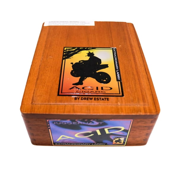 Acid Juggernaut Extraordinary Larry Empty Wood Cigar Box 7" x 6.5" x 3"