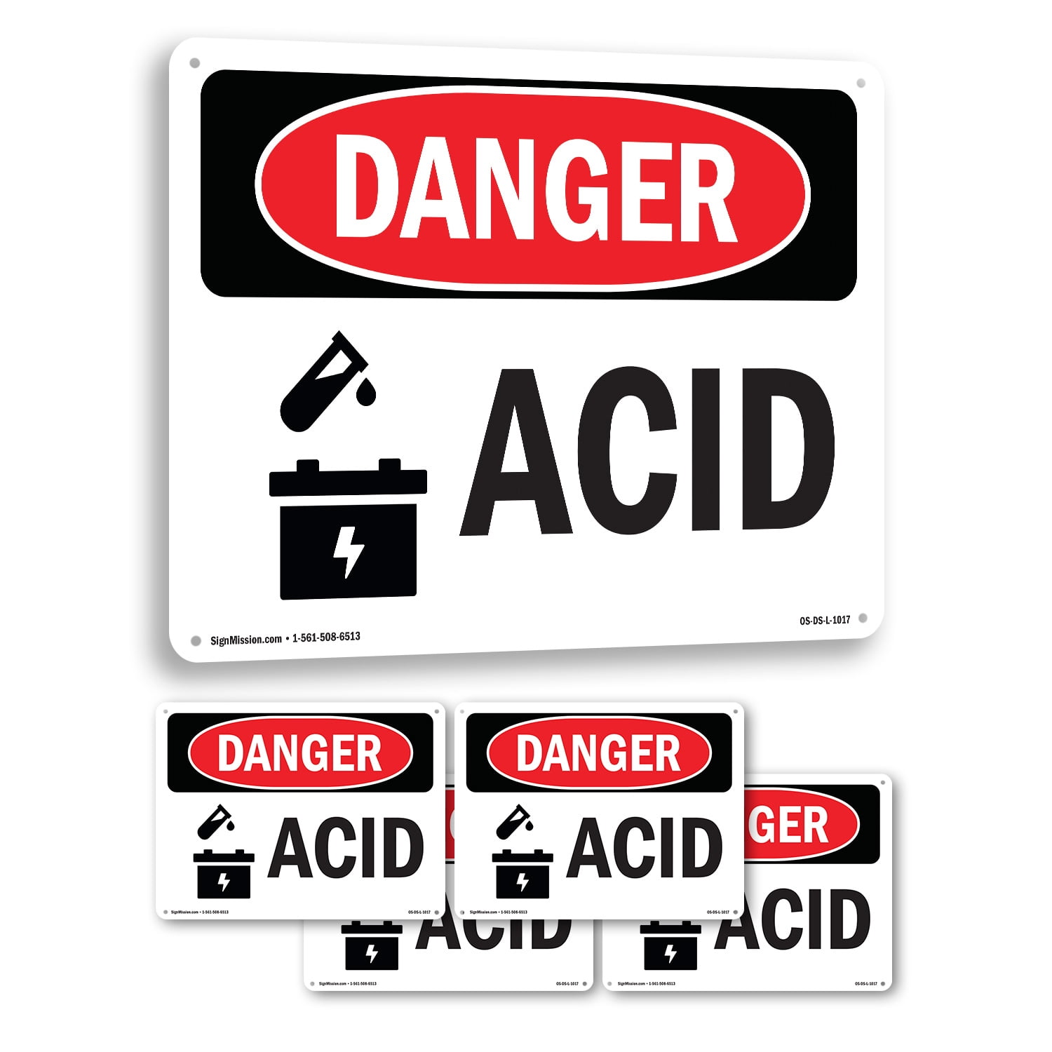 Acid OSHA Danger Aluminum Sign 10 Inch x 7 Inch - 5 Pack - Walmart.com