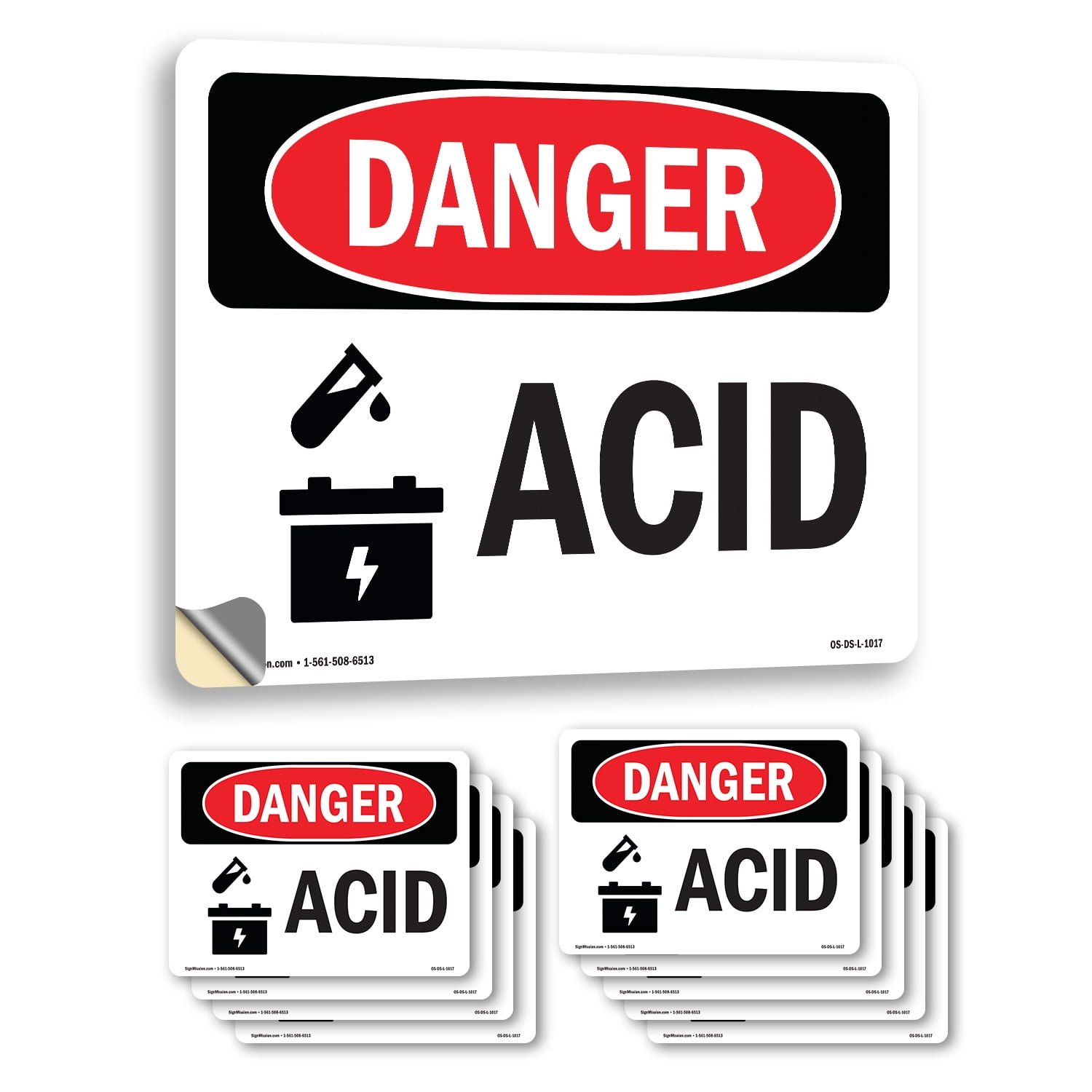 Acid OSHA Danger Vinyl Decal Label 10 Inch x 7 Inch - 10 Pack - Walmart.com