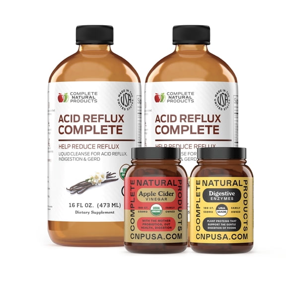 Complete Natural Products Acid Reflux Bundle - Acid Reflux Support USA Made - Organic Ingredients, Four Product Bundle