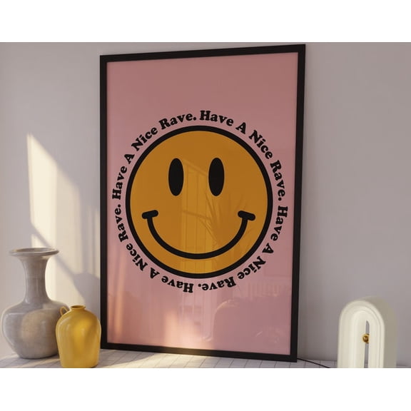 Acid Smile Face Wall Art Print, Unframed Paper Poster 11x14in