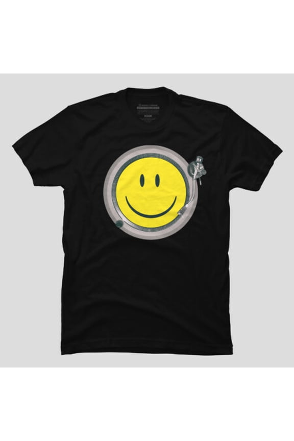 Acid Smiley Turntable with a Music and a DJ Themed Graphic T-Shirt M2980437, Up to Size 5XL