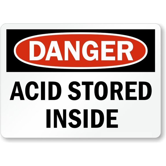 Acid Store Sign Acid Storage Inside Danger Weatherproof Metal Sign Size: 16 x 12 Inch ...