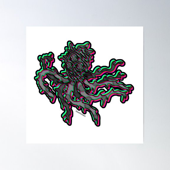 Acid Trip Alien Octopus Poster Wall Art, Modern Wall Decor For Living Room Bedroom, 17x17 UNFRAMED