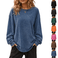 thumbnail image 1 of Acid Wash Sweatshirt For Women Crewneck Long Sleeve Pullover Tops Blue 2XL, 1 of 7
