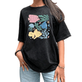 thumbnail image 1 of Acid Washed Womens Coastal Sea Creature Short Sleeve Oversized T-Shirts Tops, 1 of 5